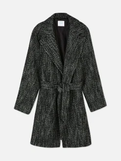 Manteau à Chevrons Avec Ceinture