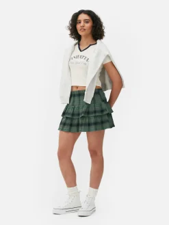 Mini-jupe à Carreaux Et à Superpositions