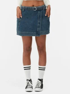 Mini-jupe Drapée En Denim