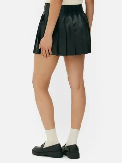 Mini-jupe Plissée En Simili Cuir