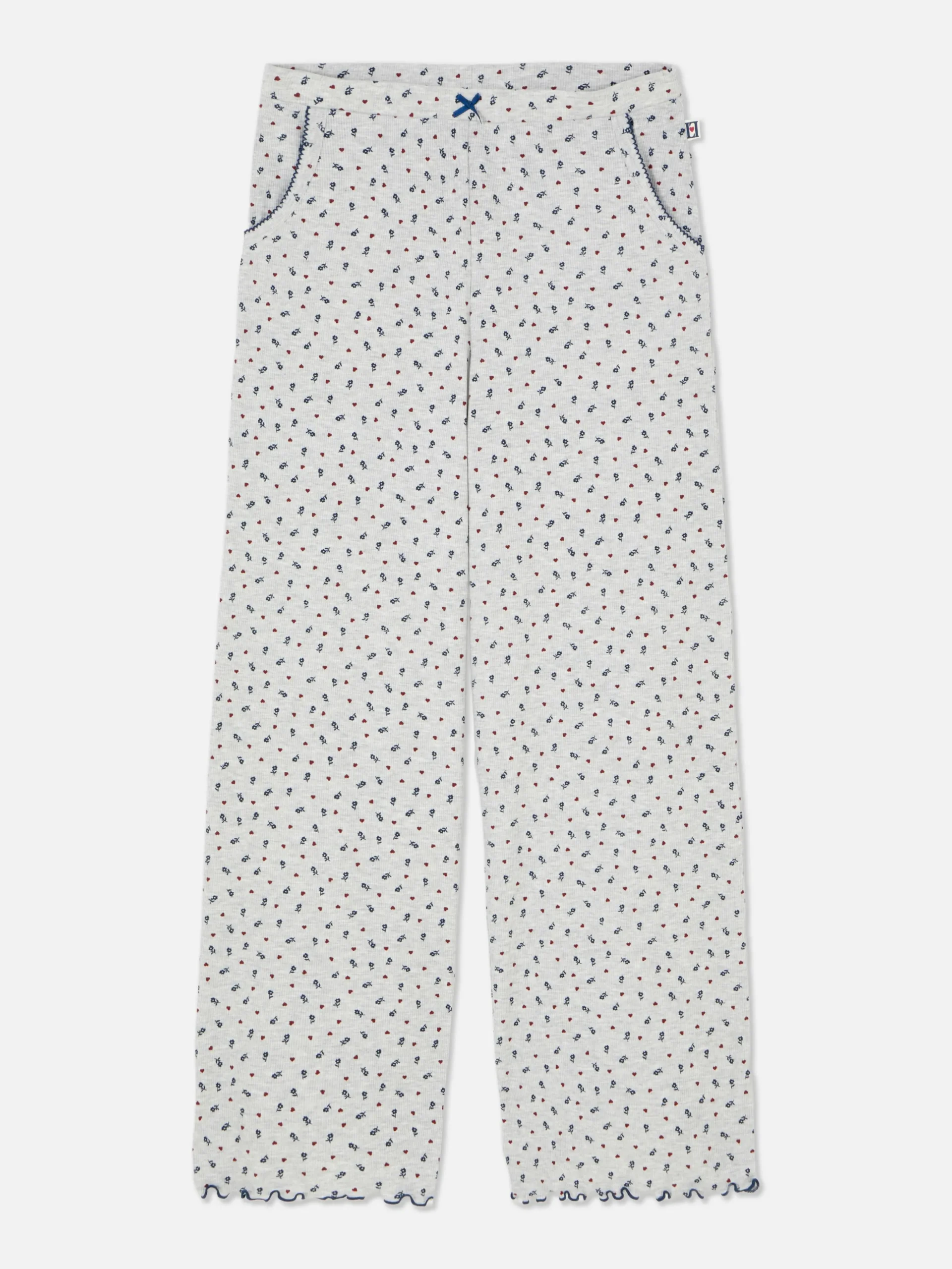 Pantalon De Pyjama Large Côtelé à Petites Fleurs