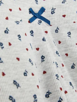 Pantalon De Pyjama Large Côtelé à Petites Fleurs