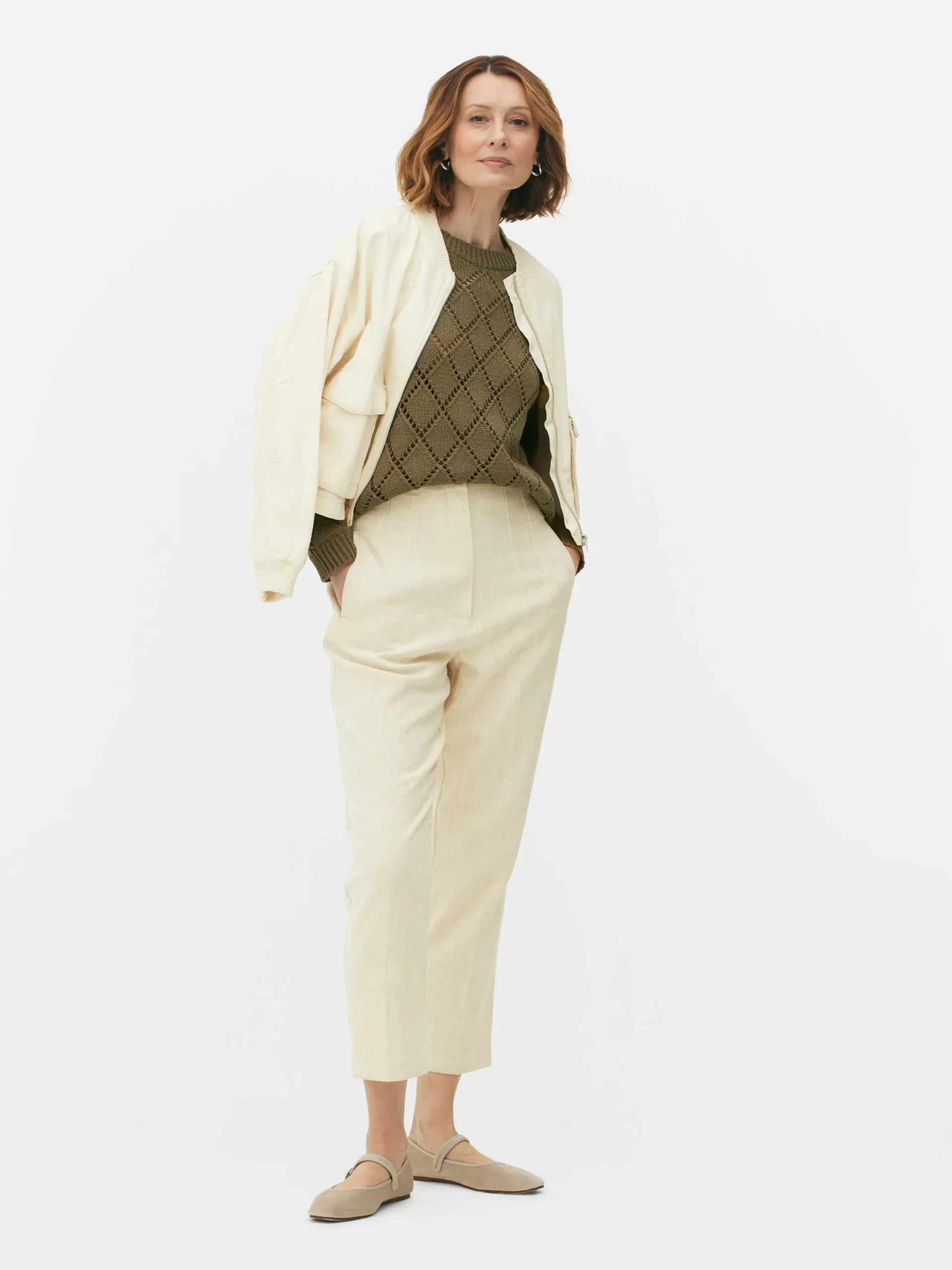 Pantalon Taille Haute Surpiqué