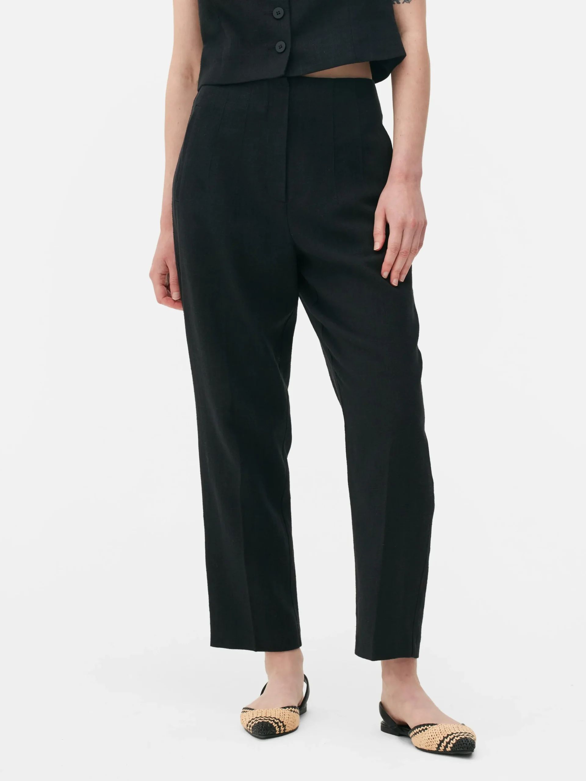 Pantalon Taille Haute Surpiqué