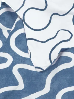 Parure De Lit King Size à Motif Ondulé Bleu Marine