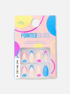 PS... Faux Ongles Brillants Pointus à Motifs Abstraits