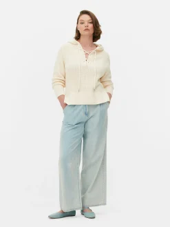 Pull à Capuche à Lacet En Treillage Sur Le Devant