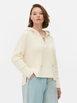 Pull à Capuche à Lacet En Treillage Sur Le Devant