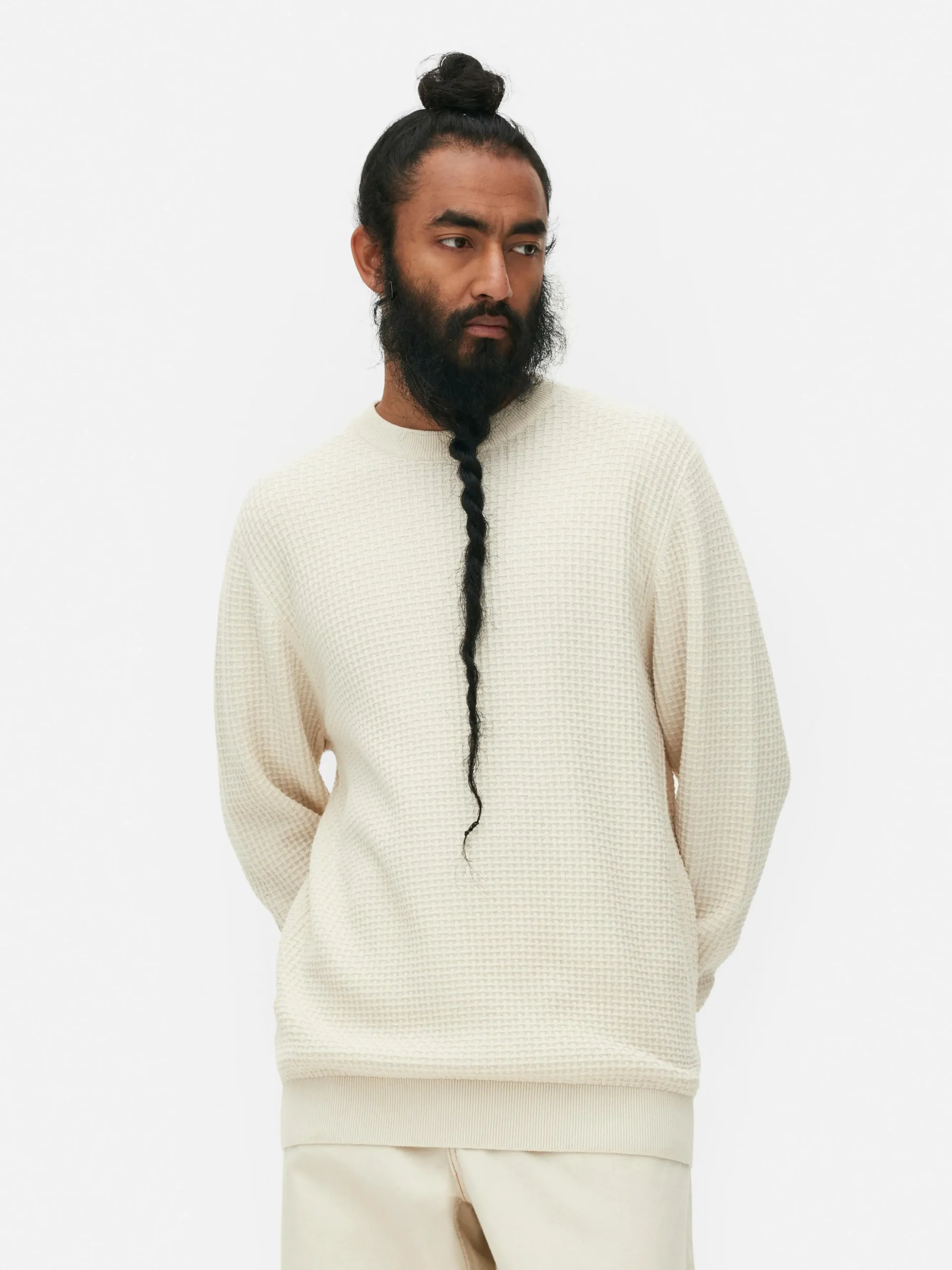 Pull à Col Ras-du-cou En Point De Panier Tressé