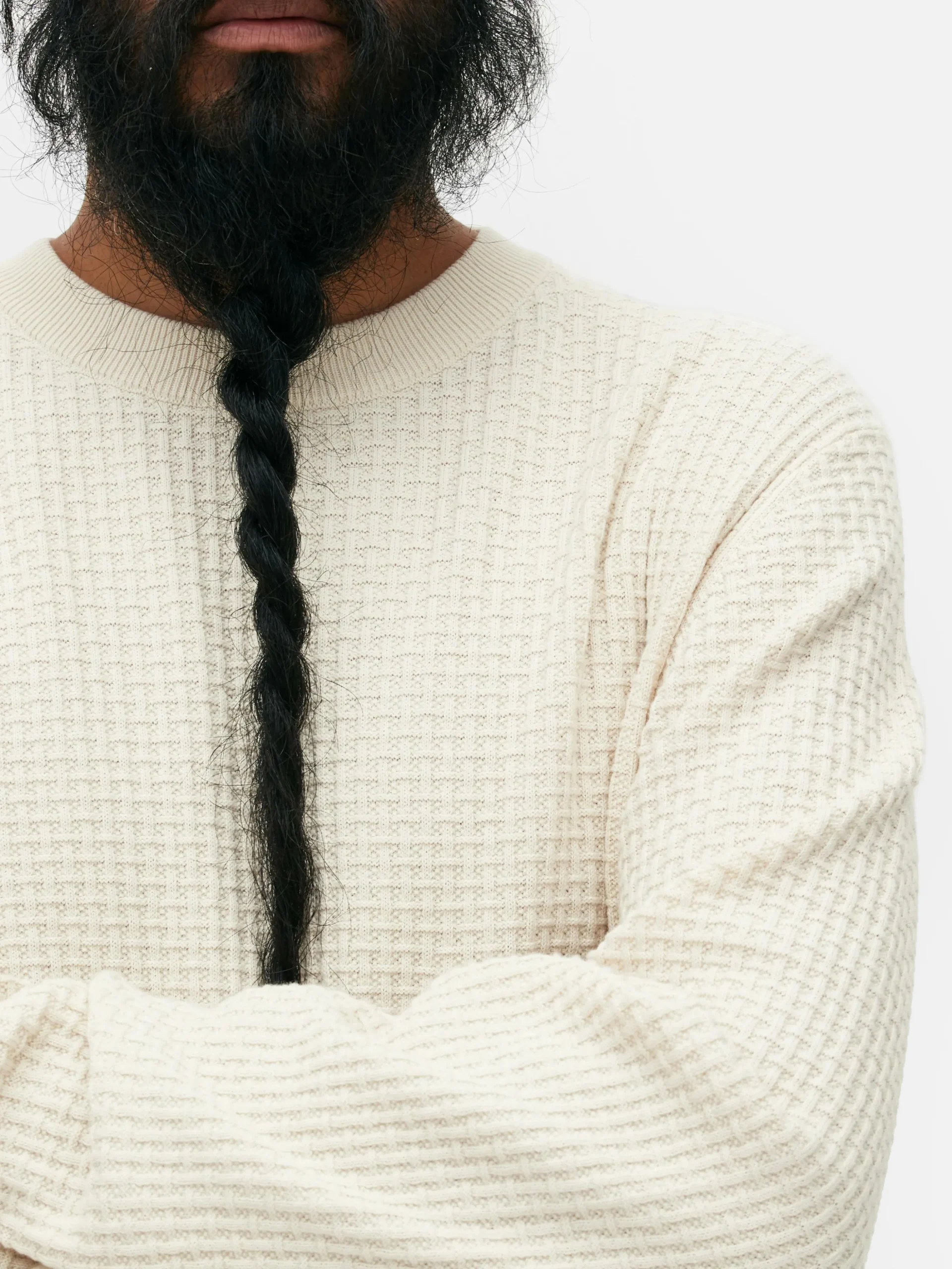 Pull à Col Ras-du-cou En Point De Panier Tressé