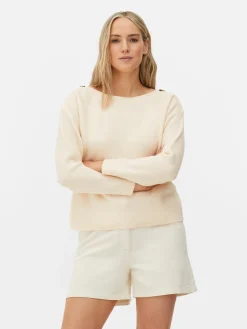 Pull à Encolure Bateau Et à épaules Boutonnées