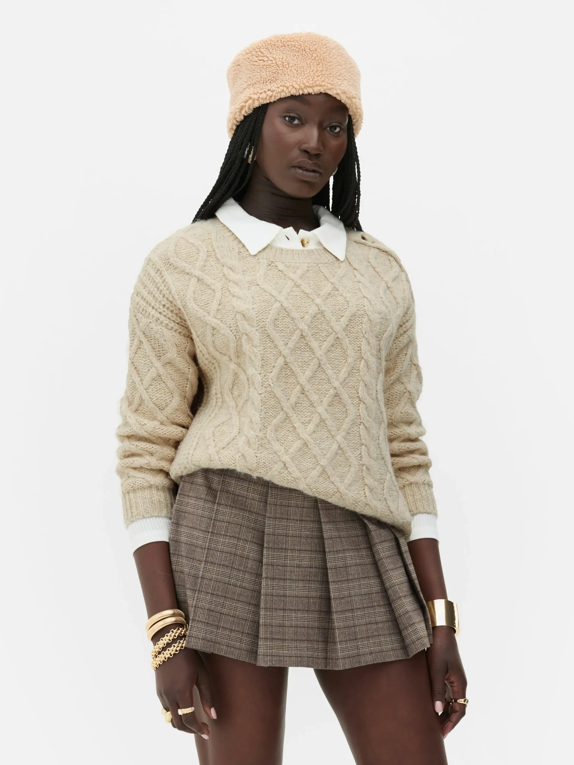 Pull Boutonné En Maille Torsadée Rita Ora