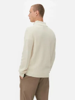 Pull En Maille Côtelée à Col Zippé