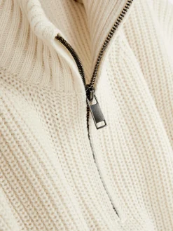 Pull En Maille Côtelée à Col Zippé