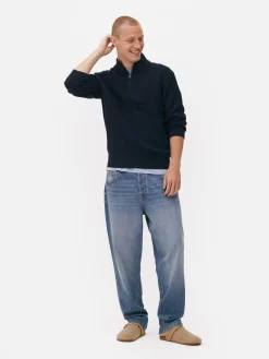 Pull En Maille Côtelée à Col Zippé