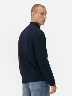 Pull En Maille Côtelée à Col Zippé