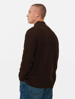 Pull En Maille Côtelée à Col Zippé