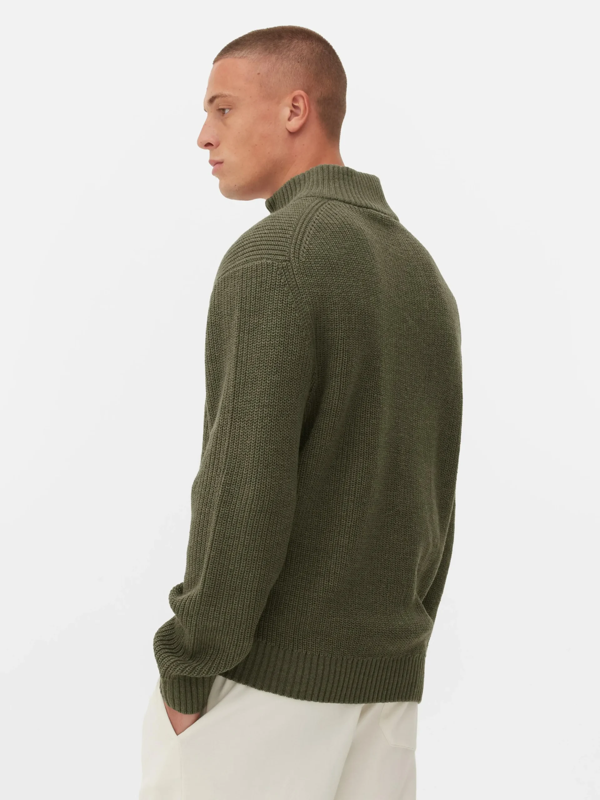 Pull En Maille Côtelée à Col Zippé