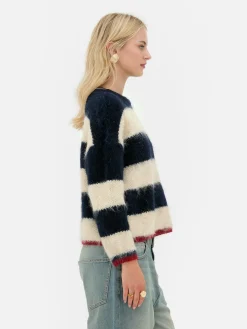 Pull En Maille Duveteuse à Rayures Rita Ora