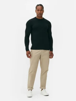 Pull En Maille Fine à Col Ras-du-cou