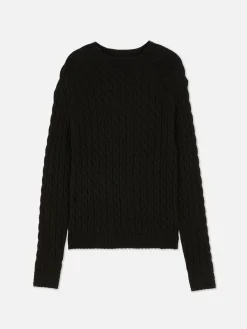 Pull En Maille Torsadée à Col Montant