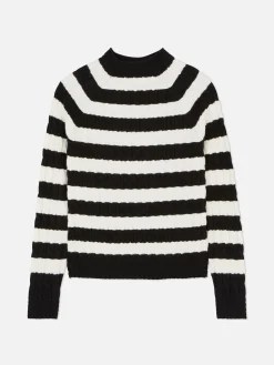 Pull En Maille Torsadée à Col Montant