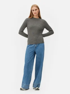 Pull En Maille Torsadée à Col Montant