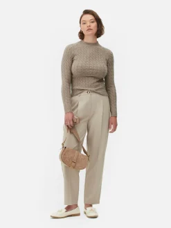 Pull En Maille Torsadée à Col Montant