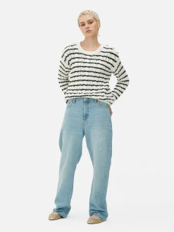 Pull En Maille Torsadée à Rayures