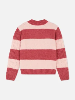 Pull En Maille Torsadée à Rayures