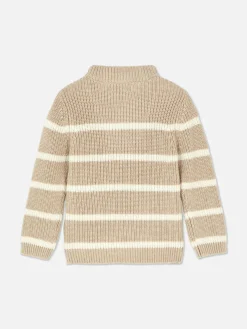 Pull Rayé à Col Cheminée