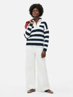 Pull Tricoté à Encolure Zippée