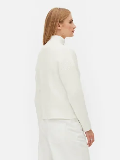 Pull Tricoté à Encolure Zippée