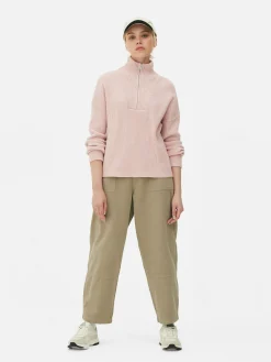 Pull Tricoté à Encolure Zippée