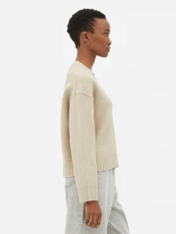 Pull Tricoté épais à Col En V