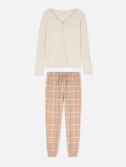 Pyjama à Manches Longues Avec Bas à Carreaux