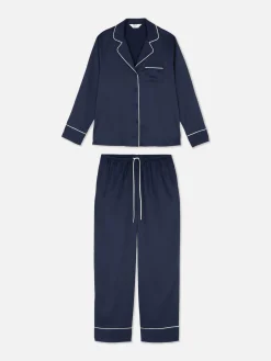 Pyjama Chemise à Manches Longues En Satin