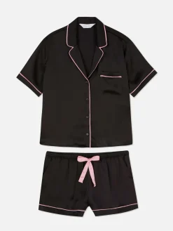 Pyjama Chemise De Nuit Et Short En Satin