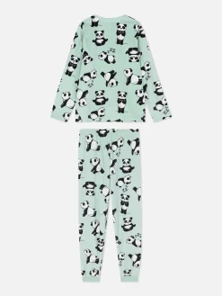 Pyjama Long En Velours à Motif Panda