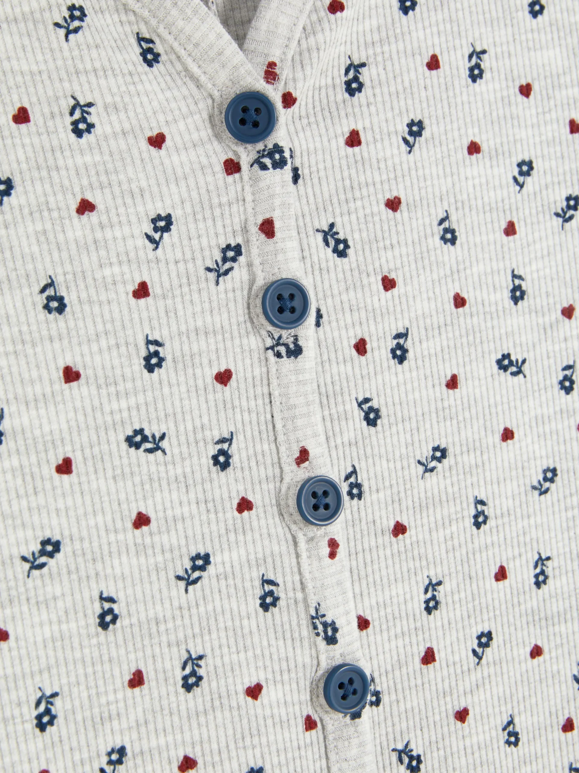 Pyjama Style Barboteuse Côtelé à Petites Fleurs