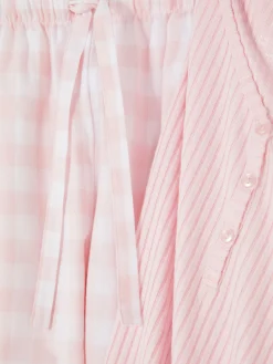 Pyjama T-shirt Boutonné Et Pantalon à Motifs