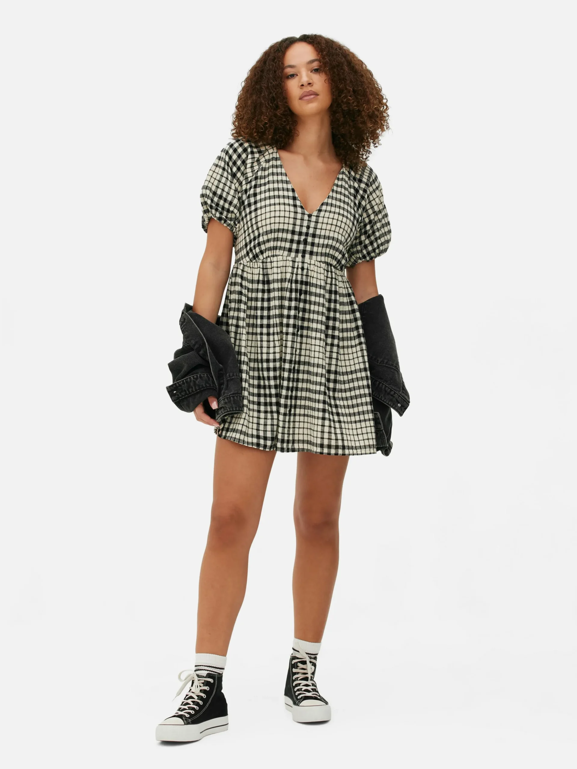 Robe à Smocks, Manches Bouffantes Et Col En V