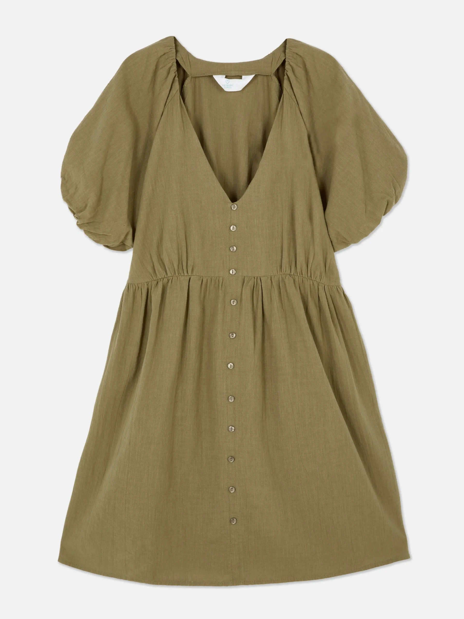 Robe à Smocks, Manches Bouffantes Et Col En V