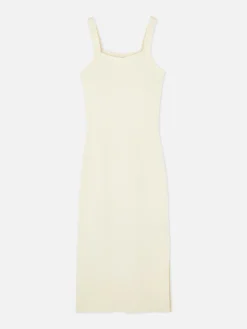 Robe Côtelée à Encolure Carrée