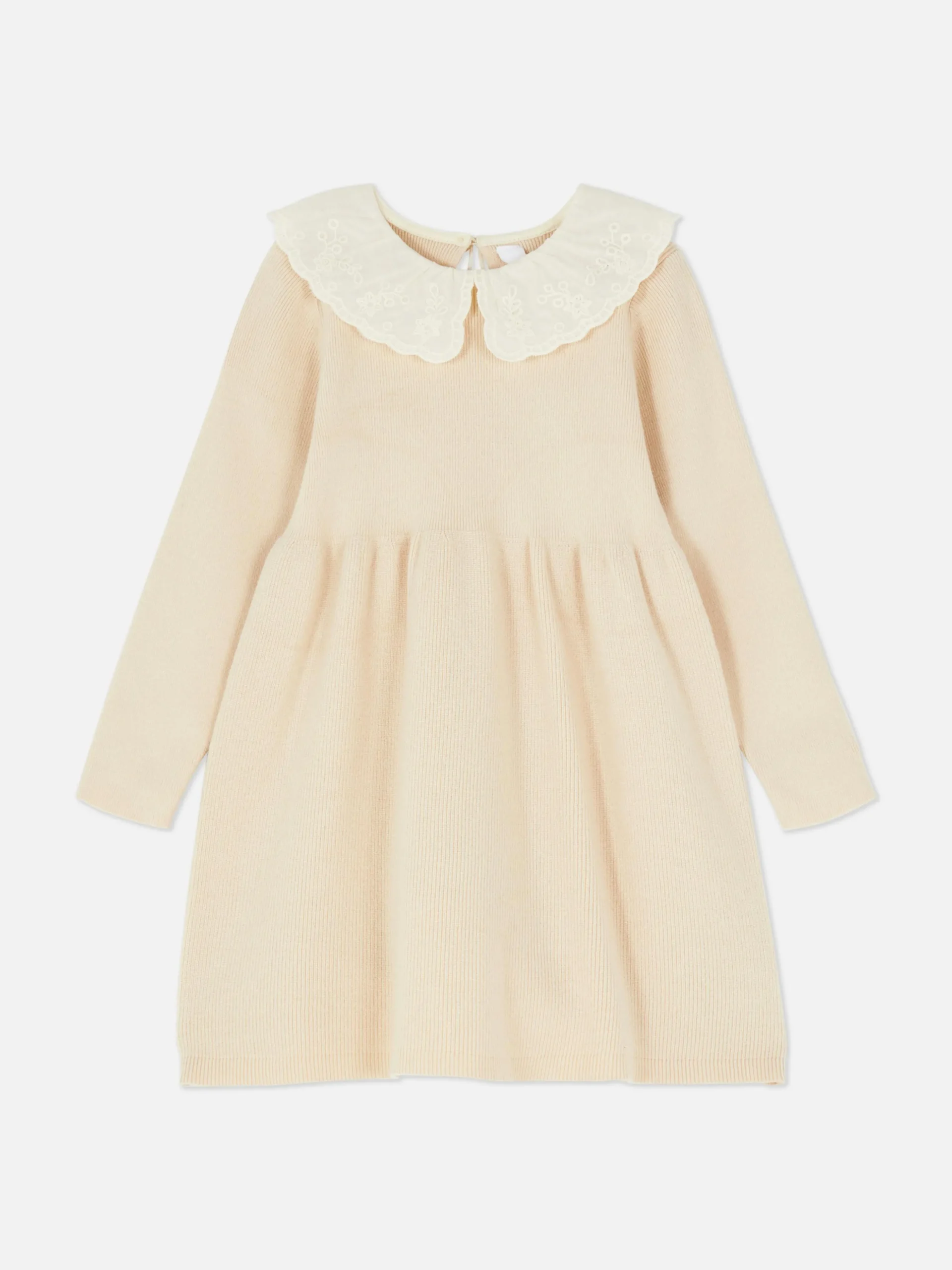 Robe En Maille à Col Brodé