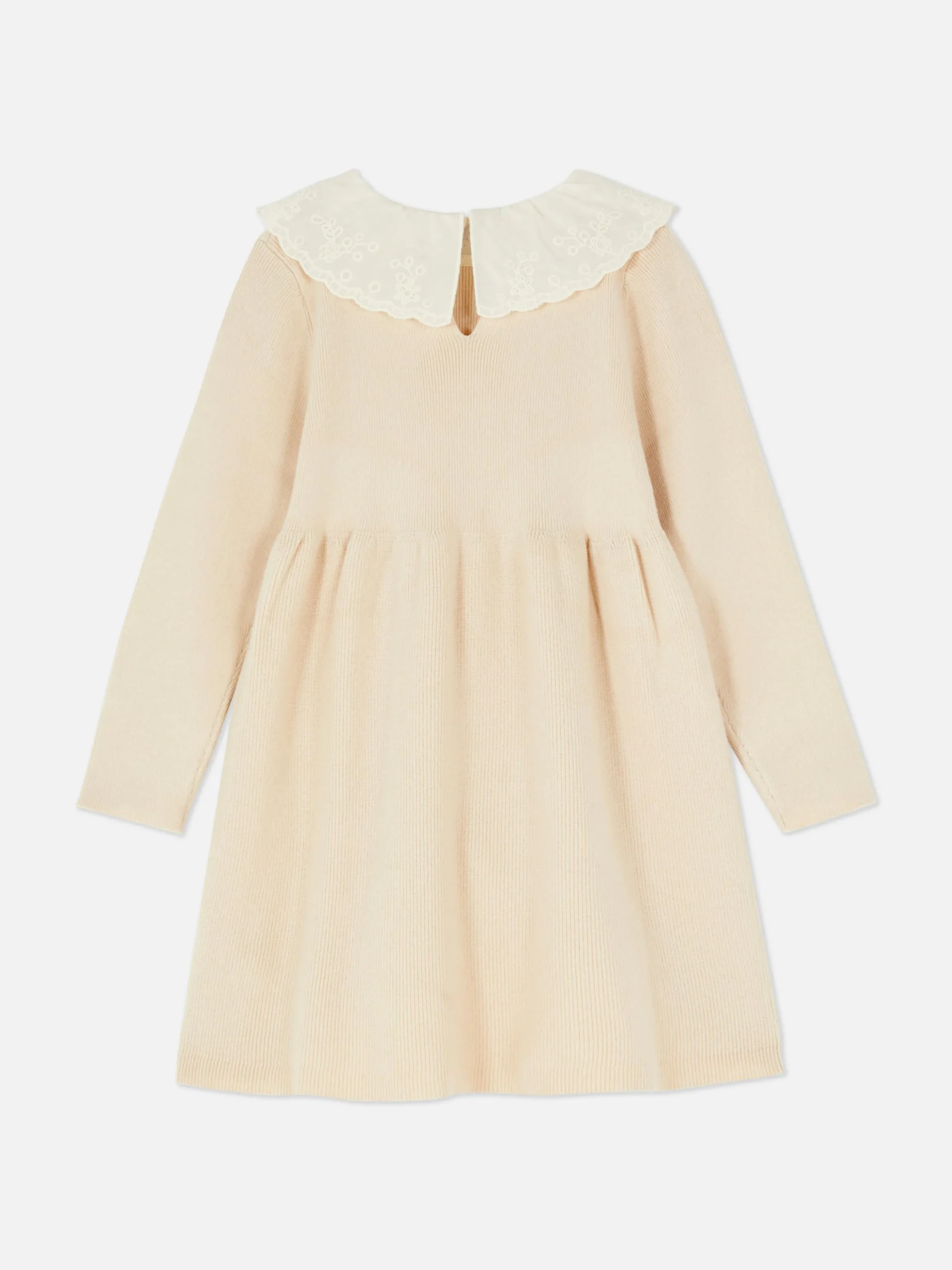 Robe En Maille à Col Brodé