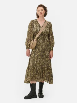 Robe Mi-longue Boho à Col En V
