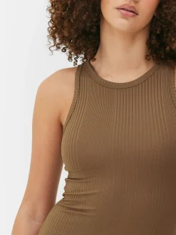 Robe Mi-longue Côtelée à Dos Nageur