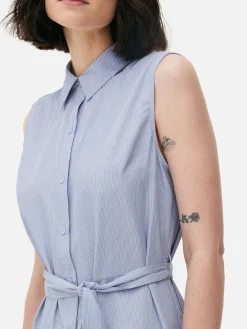 Robe-chemise Mi-longue Sans Manches