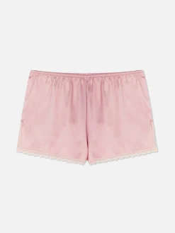 Short De Pyjama En Satin à Finitions En Dentelle